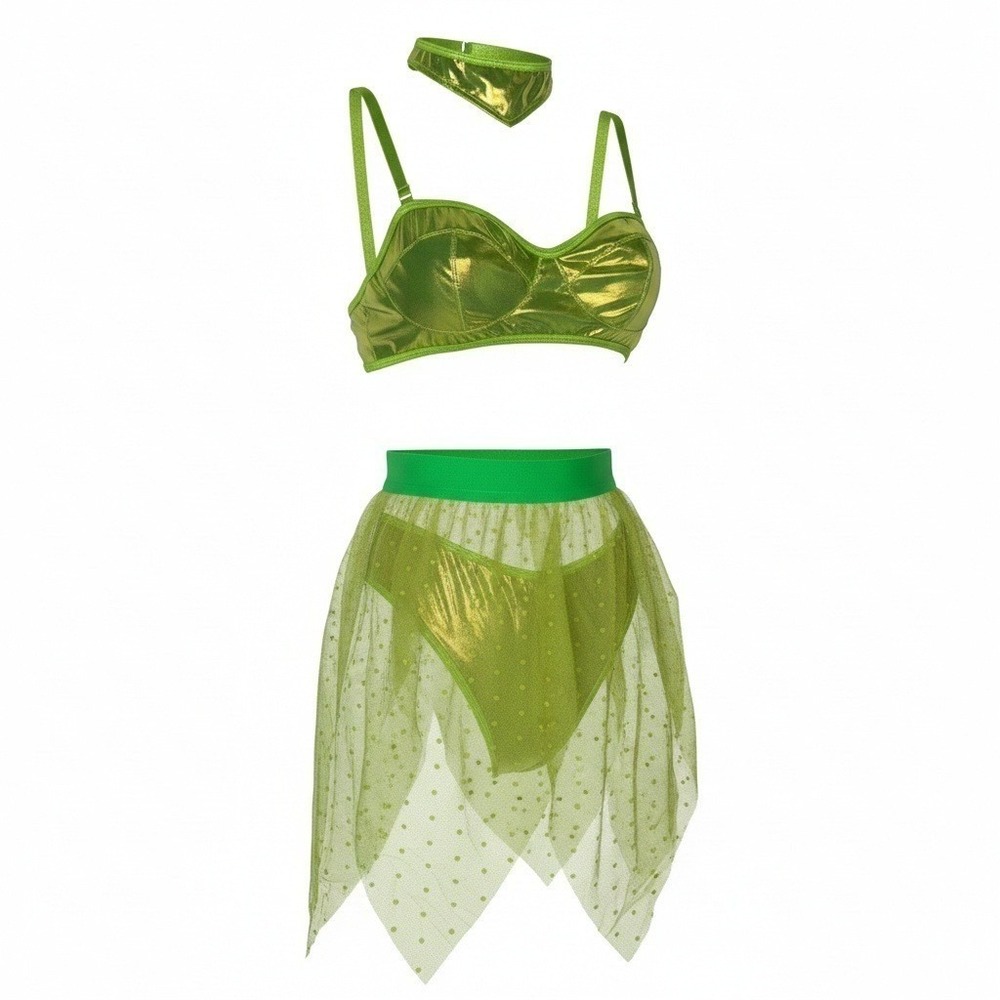 New XL Green Fairy Fairy Halloween Costume Set Festival Rave Clubwear Outfit‎
